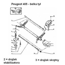 drążek skrętny Peugeot 405 belki tył 18,9mm (używany) (używane)