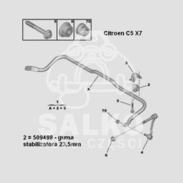 guma stabilizatora Peugeot 407 środkowa na drążek 23,5mm (oryginał Peugeot)