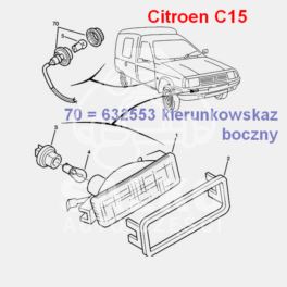 kierunkowskaz - migacz boczny na błotnik Citroen C15 żółty L/P (oryginał Citroen)