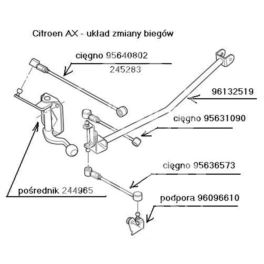 pośrednik biegów stały - podpora cięgna Citroen AX (oryginał Citroen)
