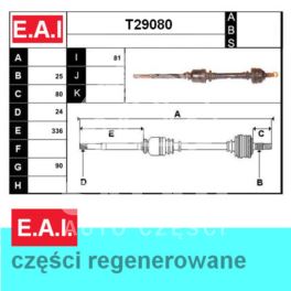 półoś Citroen XANTIA 1,6-2,0 BE3 prawa - francuski E.A.I.