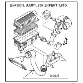 przewód powietrza Citroen, Peugeot, Fiat 1,9TD przed filtrem powietrza (oryginał Peugeot)