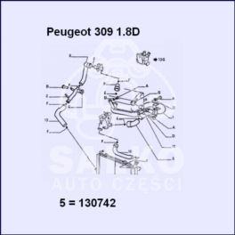 przewód chłodnicy Citroen 1,9D kolanko termost 89- (oryginał Peugeot)