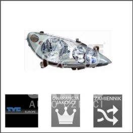 reflektor Peugeot 307 I prawy H7+H1 ele TYC
