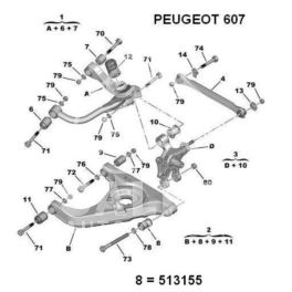 silentblock zwrotnicy Peugeot 605 tyln.dolny wahacza (oryginał Peugeot)