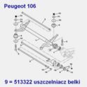 uszczelniacz belki tył Peugeot 106 o wymiarach 48,9x64x22,6mm (oryginał Peugeot)