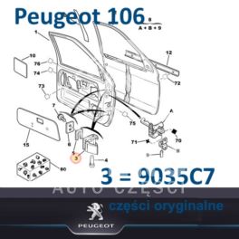 zawias drzwi Peugeot 106 LG/PD (oryginał Peugeot)