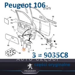 zawias drzwi Peugeot 106 PG/LD (oryginał Peugeot)