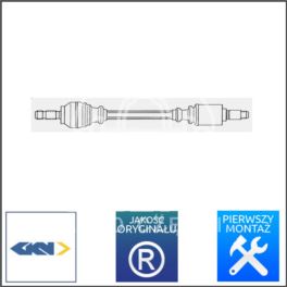 półoś Citroen AX14 91-/P106/SAXO -99 lewa 4-śr ABS 1,5D - niemiecka regeneracja GKN - LOBRO