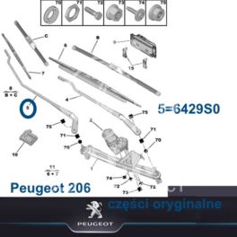 ramię wycieraczki Peugeot 206 prawy przód (oryginał Peugeot)