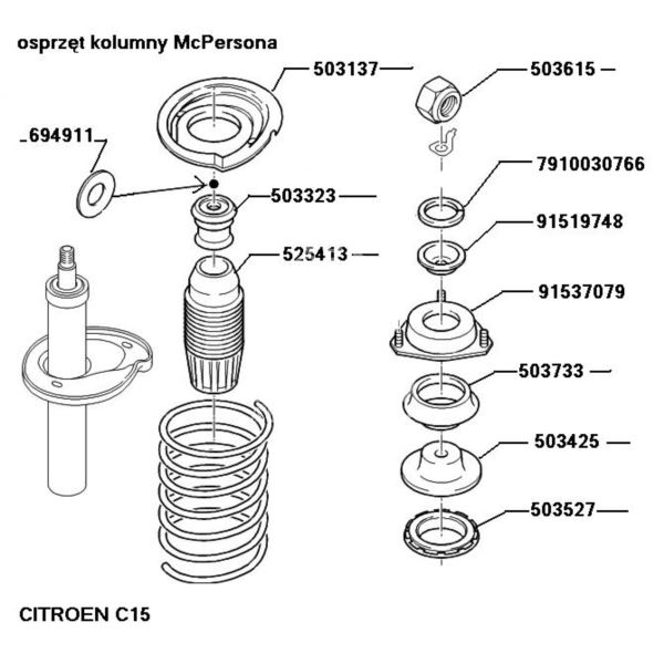 Poduszka Amortyzatora Citroen C15/P205 Przód L/P (Opór Sprężyny) (Oryginał Citroen)