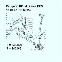 cięgno biegów Citroen, Peugeot 118/2x9 BE3 bez regul. Peugeot 405 |- (oryginał Peugeot)