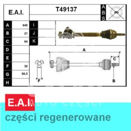 półoś MEGANE 1,4-1,9D lewa (CR21) - francuska regeneracja E.A.I.