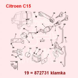 klamka wewnętrzna Citroen C15 drzwi tył lewa (oryginał Citroen)