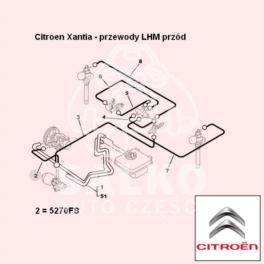 przewód LHM Citroen XANTIA zasilający 752mm |- (oryginał Citroen)