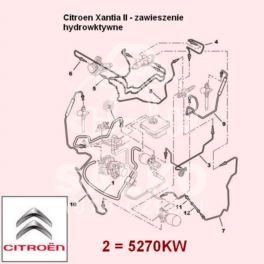 przewód LHM Citroen XANTIA zasilający 990mm (oryginał Citroen)