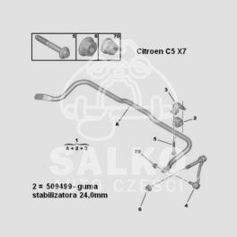 guma stabilizatora Peugeot 407 środkowa 24,0mm (oryginał Peugeot)