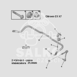 guma stabilizatora Peugeot 407 środkowa 25,0mm (oryginał Peugeot)