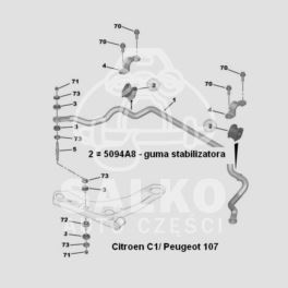 guma stabilizatora Citroen C1/ Peugeot 107 środkowa 22mm (oryginał Peugeot)