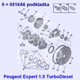podkładka śruby koła pasowego wału Citroen/ Peugeot Diesel (oryginał Peugeot)