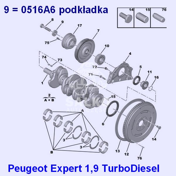 podkładka śruby koła pasowego wału Citroen/ Peugeot Diesel