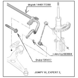 drążek stabilizatora przód JUMPY III z uchwytami - oryginał Peugeot