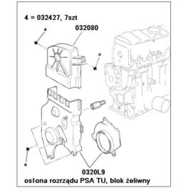 osłona rozrządu Citroen, Peugeot TU dolna KPL blok żeliwny (Uż) (używane)