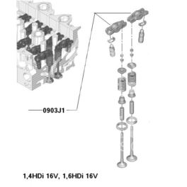 dźwigienka zaworu Citroen, Peugeot 1,4HDi/1,6HDi (16) OEM (oryginał Peugeot)