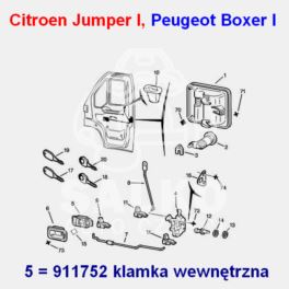 klamka wewnętrzna Citroen JUMPER/ Peugeot BOXER przód lewa/prawa 15751871- (oryginał Peugeot)