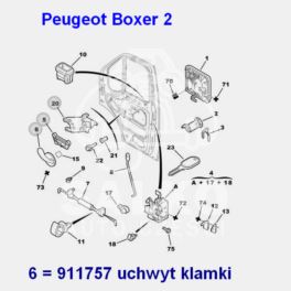 klamka wewnętrzna Citroen Jumper II/ Peugeot BOXER 2 przód lewa (uchwyt) (oryginał Peugeot)