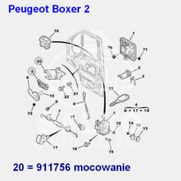 klamka wewnętrzna Citroen Jumper II/ Peugeot BOXER 2 przód lewa (mocowanie) (oryginał Peugeot)