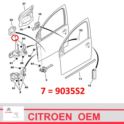 zawias drzwi Citroen C1/ Peugeot 107 prawy - górny (oryginał Citroen)