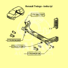śruba belki tył TWINGO - pozioma - oryginał Renault