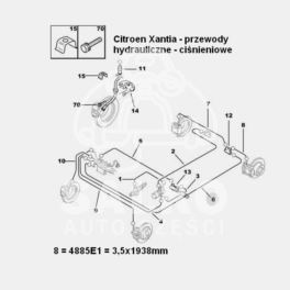 przewód LHM Citroen XANTIA zacisk lewy tył/trój KOMBI 2462 (oryginał Citroen)