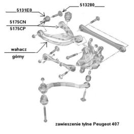 silentblock - tulejka wahacza Peugeot 407 górnego tył (oryginał Peugeot)