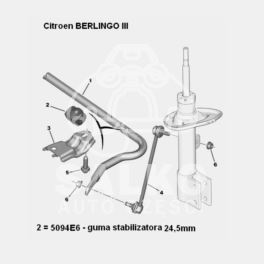 guma stabilizatora BERLINGO III środk. 24,5mm (oryginał Peugeot)