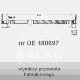 przewód hamulcowy elastyczny Citroen C5 L/P przód 550mm (oryginał Citroen)