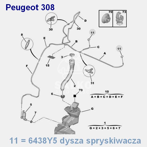 spryskiwacz szyby Peugeot 308 OPR11192 (oryginał Peugeot)