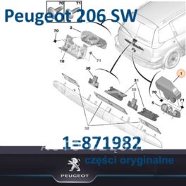 zatrzask klapy tył Peugeot 206 SW/ P307/ 407 (oryginał Peugeot)