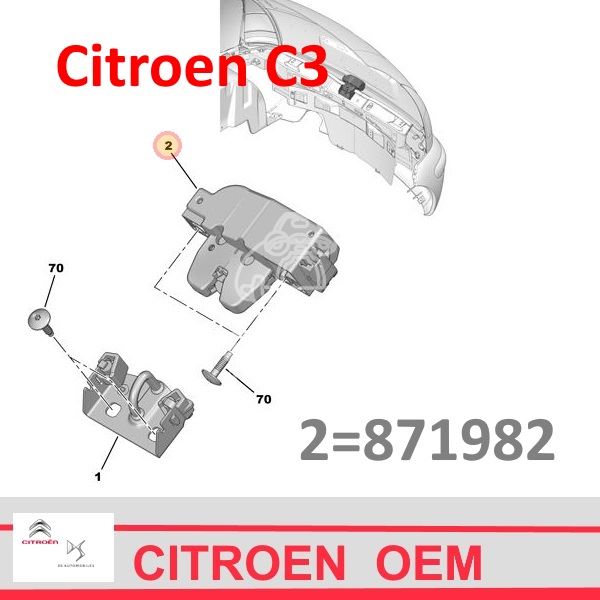 zatrzask klapy tył Peugeot 206 SW/P307/407 (oryginał Citroen)