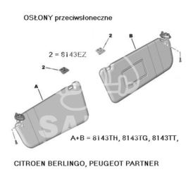 zatrzask osłony p/słonecz.BERLINGO I/II L/P (oryginał Citroen)