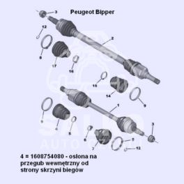 osłona przegubu Peugeot BIPPER od strony skrzyni biegów - lewa 2012- oryginał Peugeot