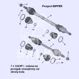 osłona przegubu Peugeot BIPPER str.koła lewa -2012 (oryginał )