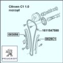 rozrząd łańcuchowy Citroen C1/ Peugeot 107 1.0 - sam ślizg (oryginał Peugeot)