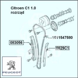 rozrząd łańcuchowy Citroen C1/ Peugeot 107 1.0 - sam ślizg (oryginał Peugeot)