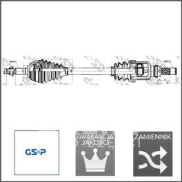 półoś MEGANE II 1,6-16v 5-b lewa -2008 - nowe - zamiennik GSP