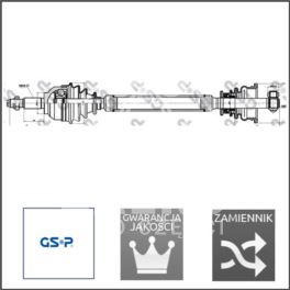 półoś Renault LAGUNA II 1,8-16v lewa 03.2001- - nowy zamiennik GSP