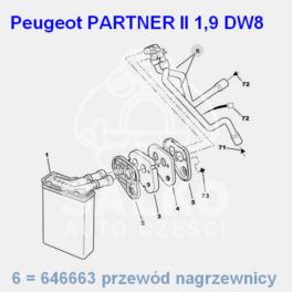 przewód nagrzewnicy PARTNER II 2-przew.kpl 1,9D (oryginał Peugeot)