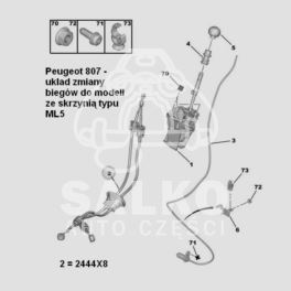 linka zmiany biegów Citroen C8/ Peugeot 807 zestaw dla ML5 5-biegów (oryginał Peugeot)