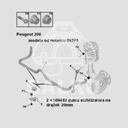 guma stabilizatora Peugeot 206 central.20mm - oryginał Peugeot